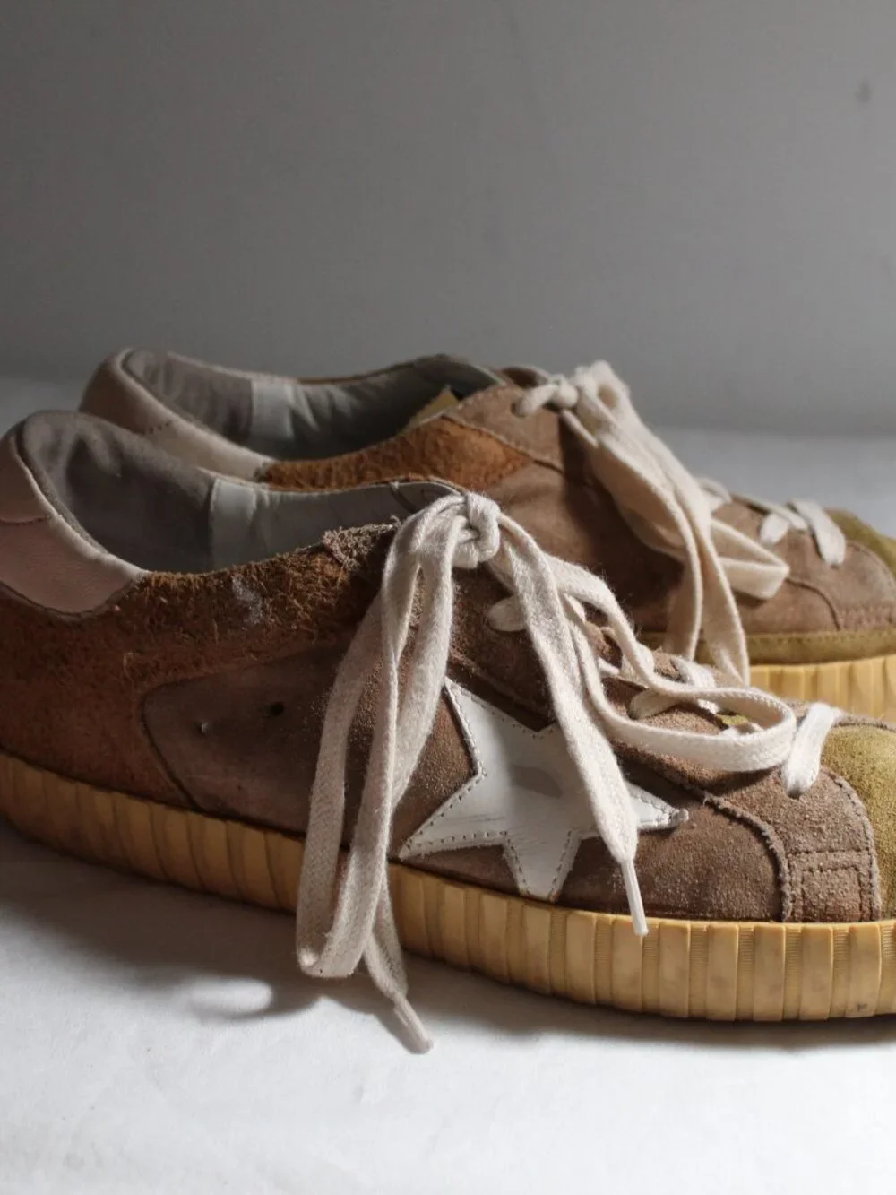 GOLDEN GOOSE Superstar GGDB Lace Up Sneakers Flats Brown Suede Leather Flats 38
